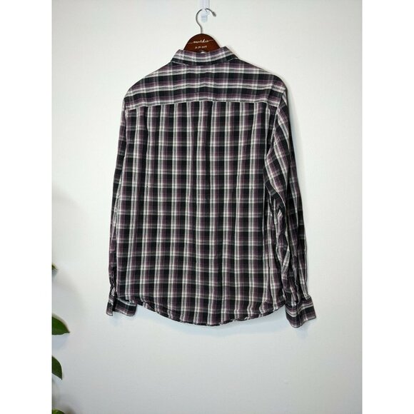 Helix Black Purple Plaid Long Adjustable Sleeve Button Down Shirt Men's Size XL - Picture 3 of 7